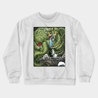 Cthulhu Feeding Ferret - Black Outlined Version Crewneck Sweatshirt